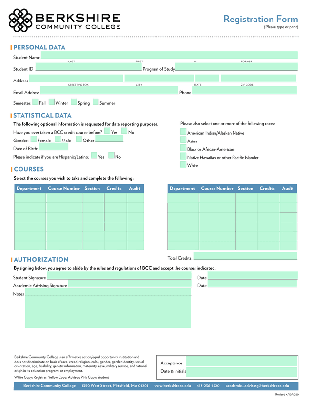 Registration Form screenshot