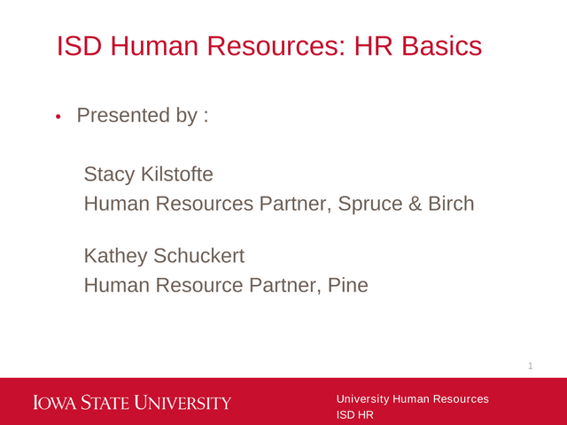 ISD Human Resources HR Basics screenshot