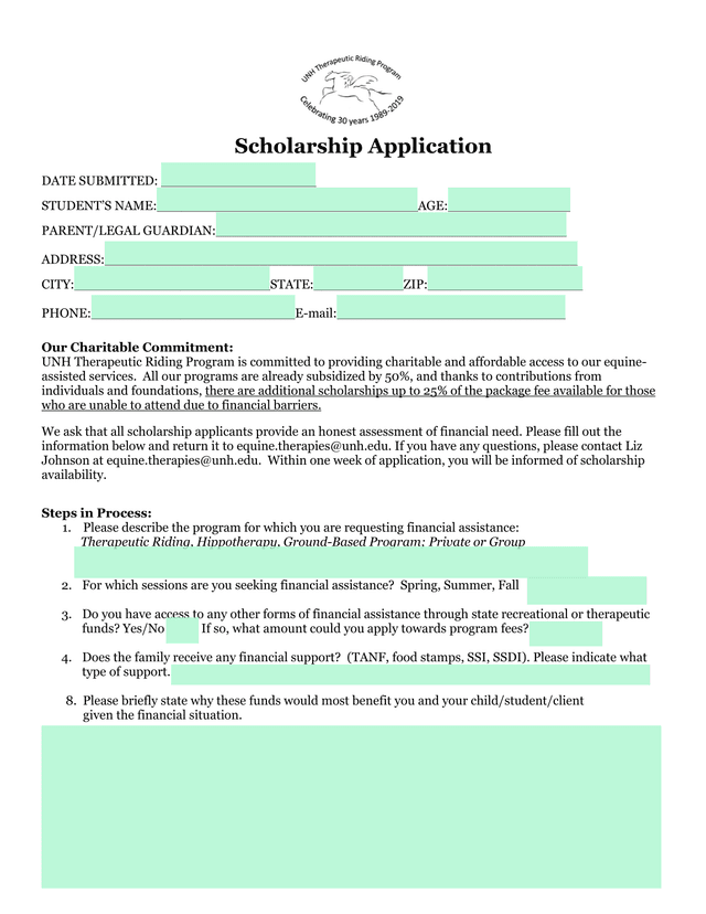 Scholarship Application screenshot
