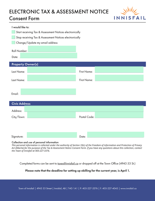 Electronic Tax  Assessment Notice Consent Form screenshot