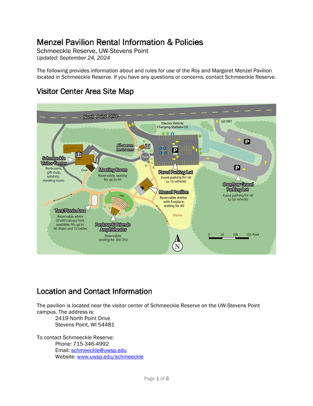 Menzel Pavilion Rental Information  Policies screenshot