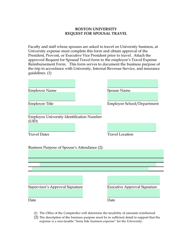 REQUEST FOR SPOUSAL TRAVEL screenshot