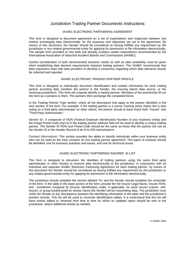 IAIABC Electronic Partnering Agreement screenshot