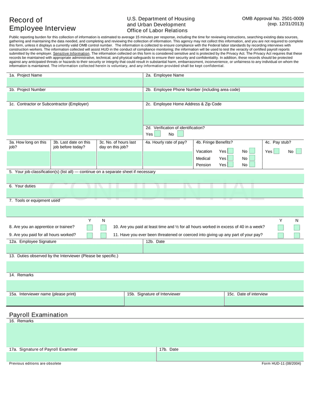 Record Of Employee Interview screenshot