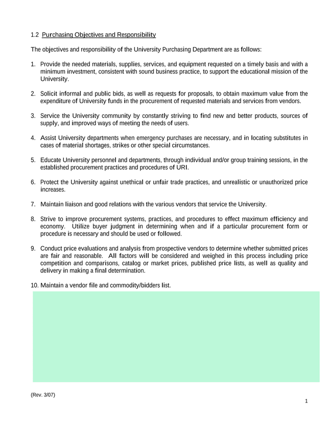 1.2 Purchasing Objectives And Responsibility screenshot