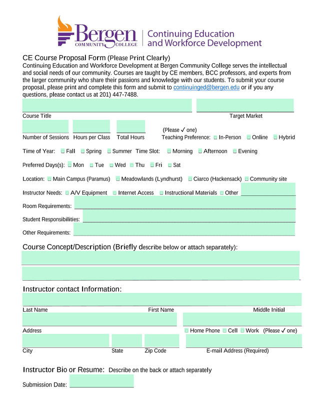 CE Course Proposal Form screenshot