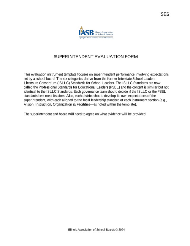 Superintendent Evaluation Form screenshot