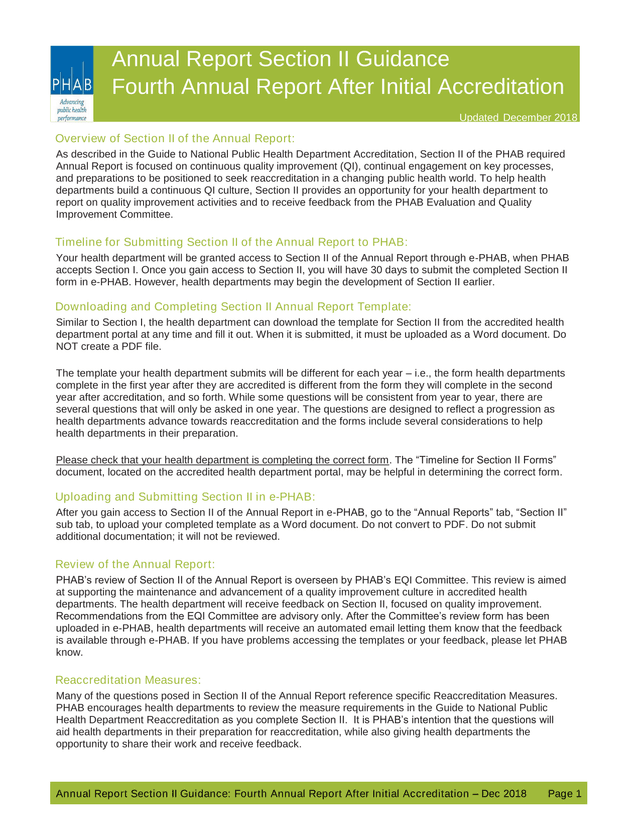 Annual Report Section II Guidance Fourth Annual Report After Initial Accreditation screenshot