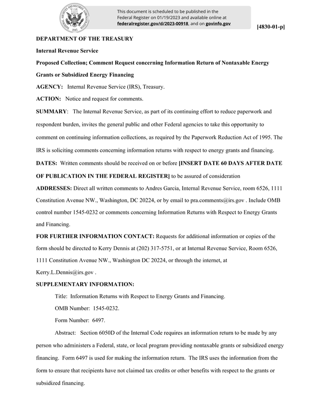 Form 6497 Information Returns With Respect To Energy Grants And Financing screenshot