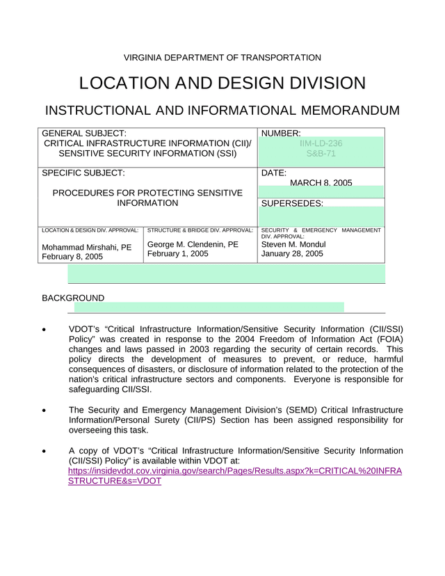 Instructional And Informational Memorandum IIM LD 236 screenshot