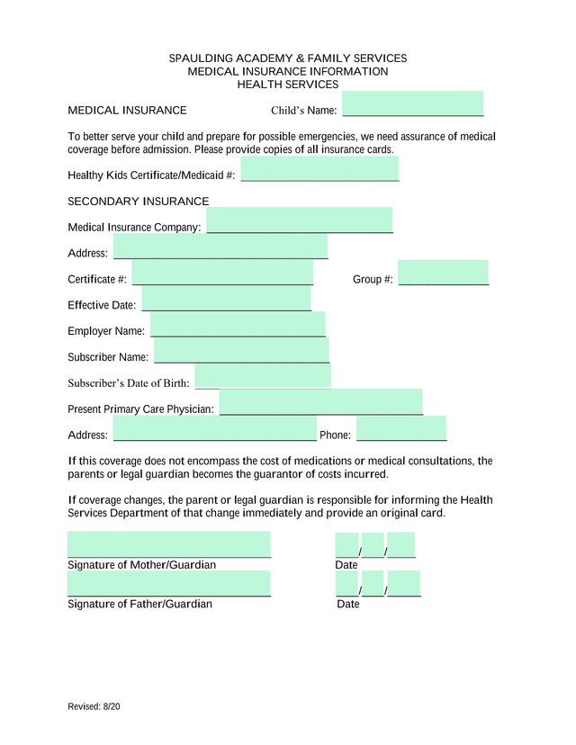 Medical Insurance Information screenshot