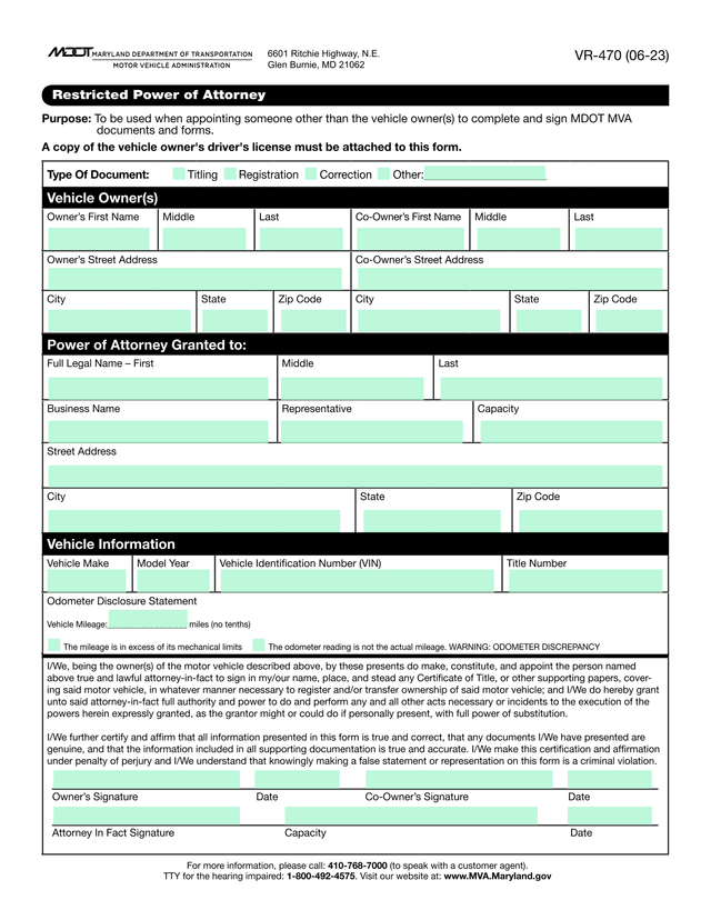 Restricted Power Of Attorney screenshot