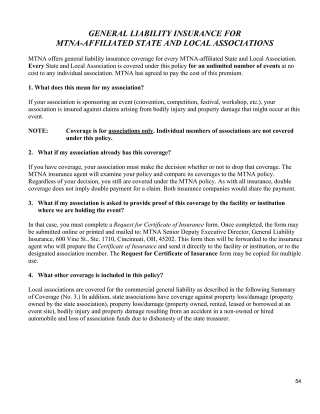 General Liability Insurance For MTNA Affiliated State And Local Associations screenshot