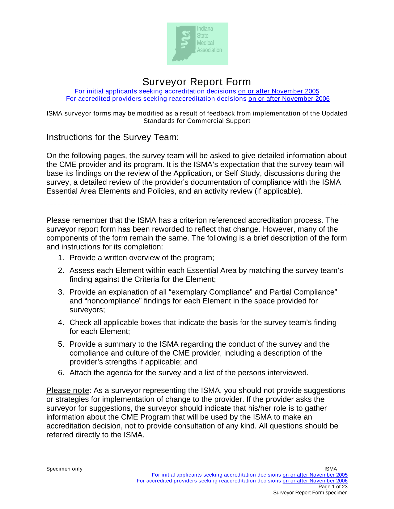 Surveyor Report Form screenshot