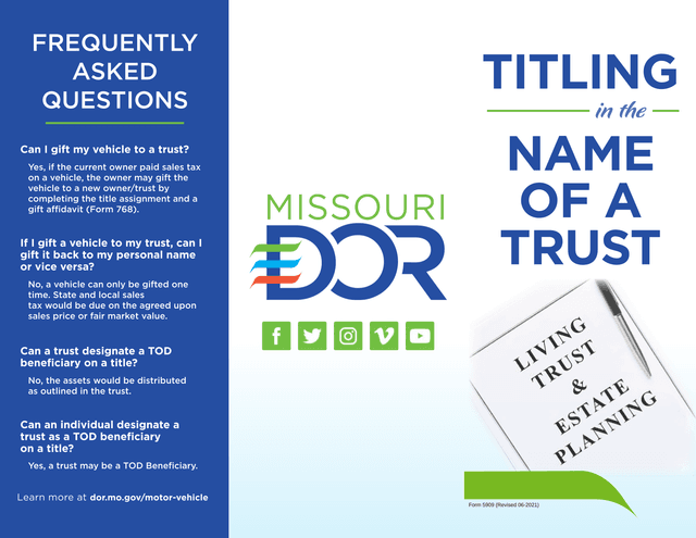 Titling Of A Trust Frequently Asked Questions screenshot