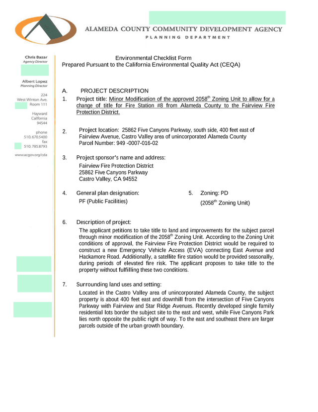 Environmental Checklist Form screenshot