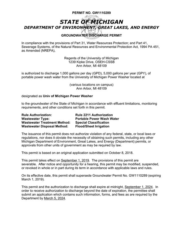 Groundwater Discharge Permit screenshot