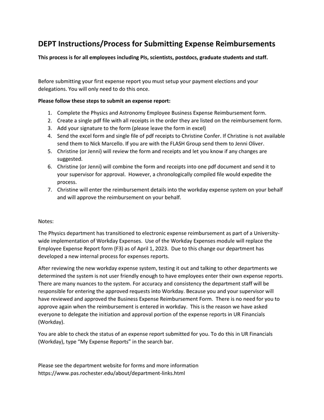 Physics And Astronomy Employee Business Expense Reimbursement Form screenshot