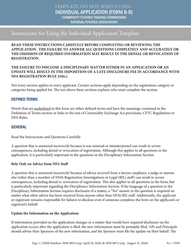 NFA Registration Application screenshot