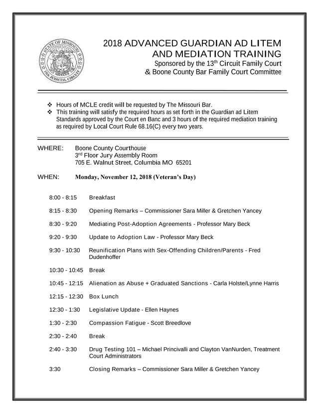 2018 Advanced Guardian Ad Litem And Mediation Training screenshot