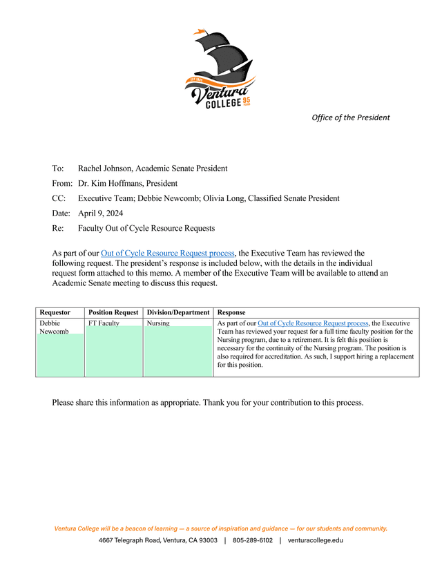 Out Of Cycle Resource Request Form screenshot
