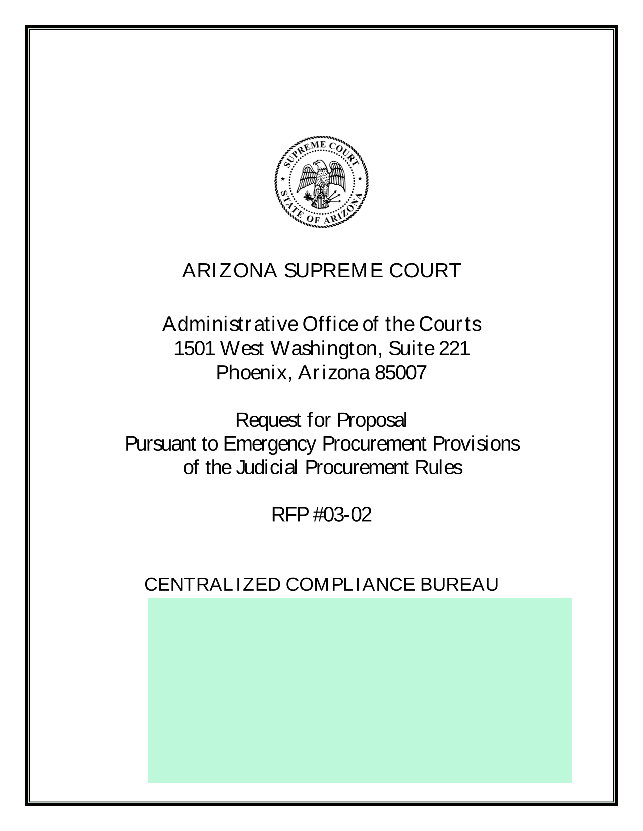 Request For Proposal   Centralized Compliance Bureau screenshot