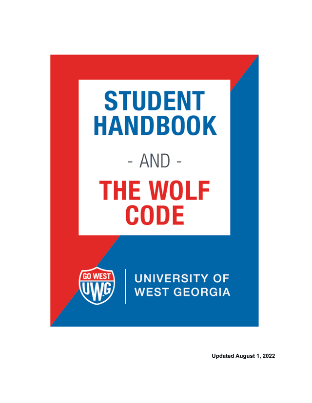 UWG Student Handbook screenshot