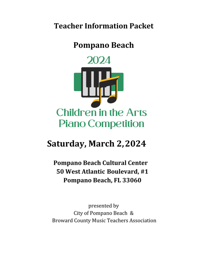 Teacher Information Packet Children In The Arts Piano Competition screenshot