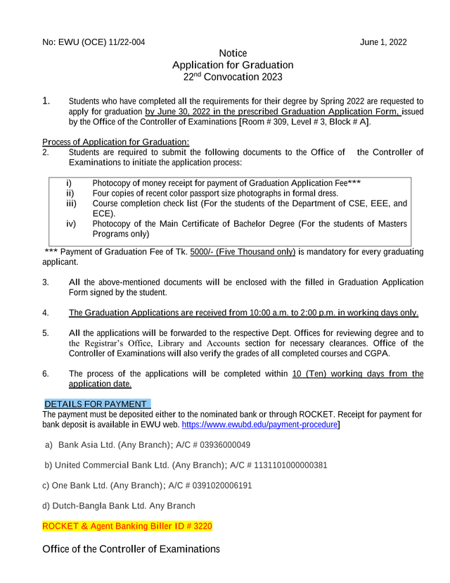 Application For Graduation 22nd Convocation 2023 screenshot