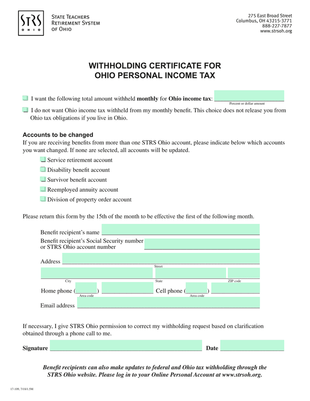 Withholding Certificate For Ohio Personal Income Tax screenshot