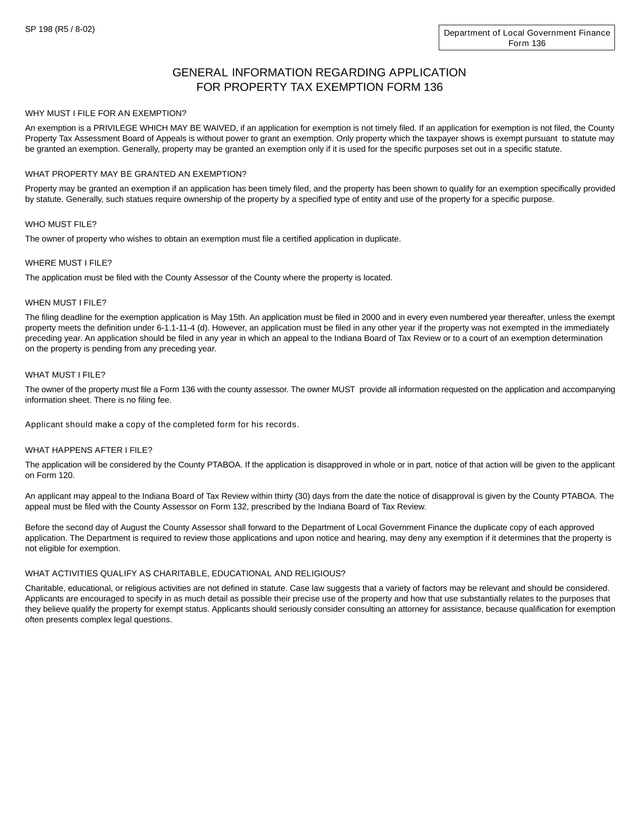 Property Tax Exemption Form 136 screenshot