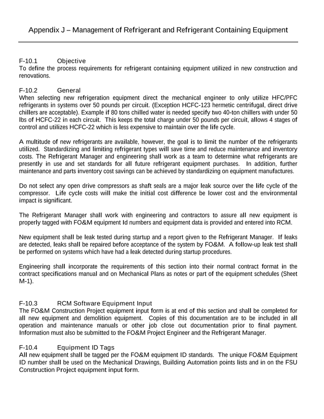 Appendix J  Management Of Refrigerant And Refrigerant Containing Equipment screenshot