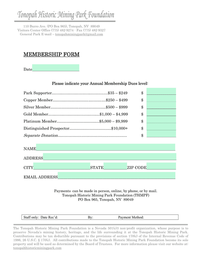 Membership Form screenshot