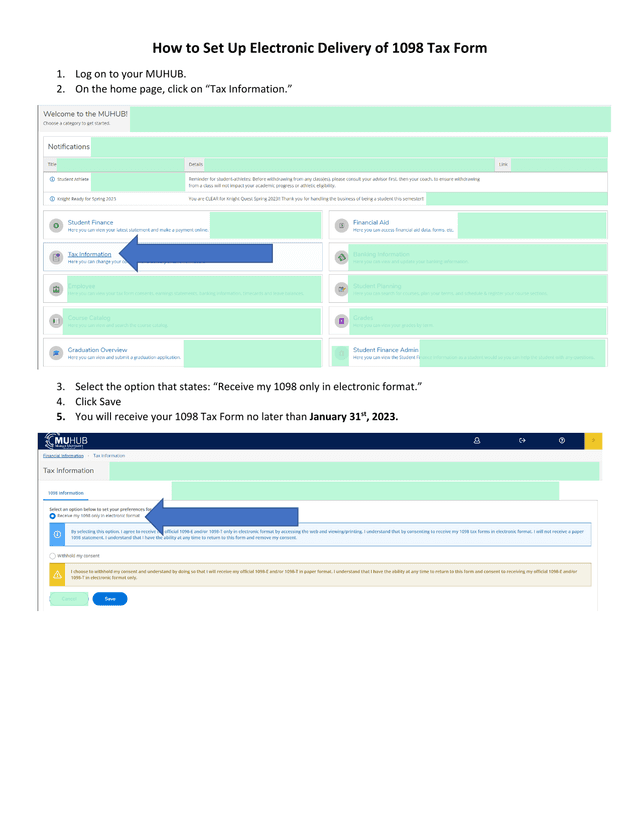 How To Set Up Electronic Delivery Of 1098 Tax Form screenshot