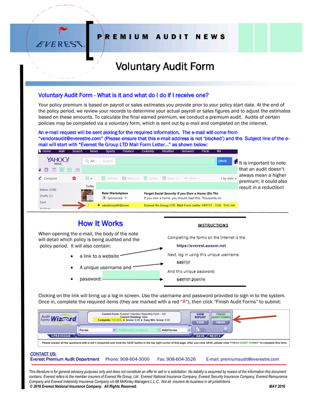 Voluntary Audit Form screenshot
