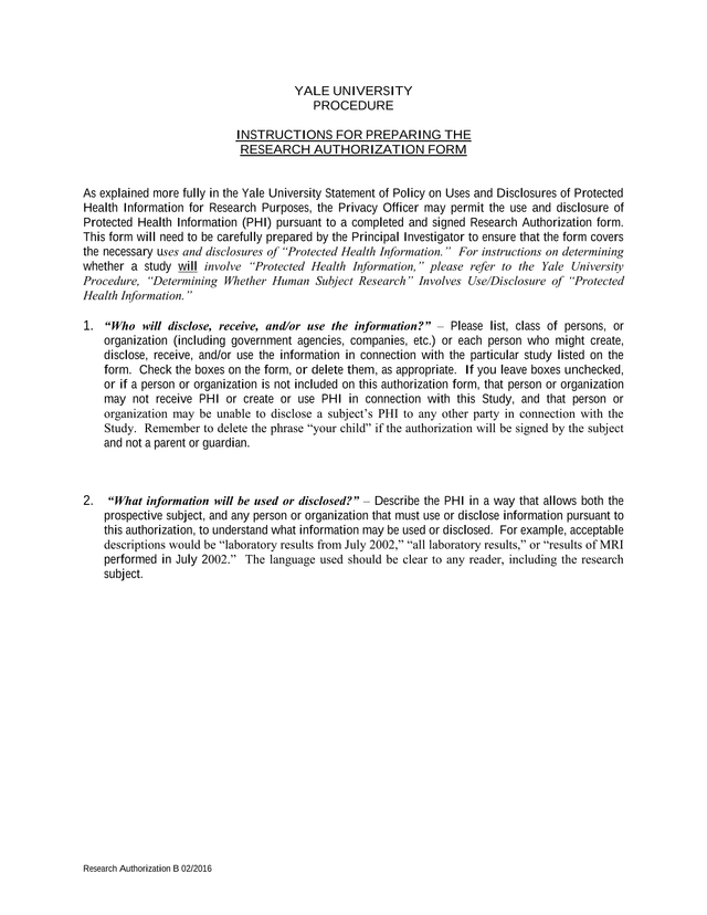 Research Authorization Form screenshot