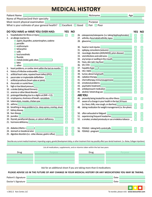 MEDICAL HISTORY screenshot