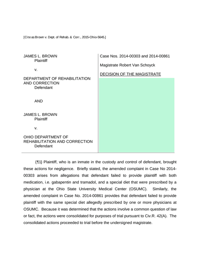Brown V. Dept. Of Rehab.  Corr., 2015 Ohio 5645 screenshot