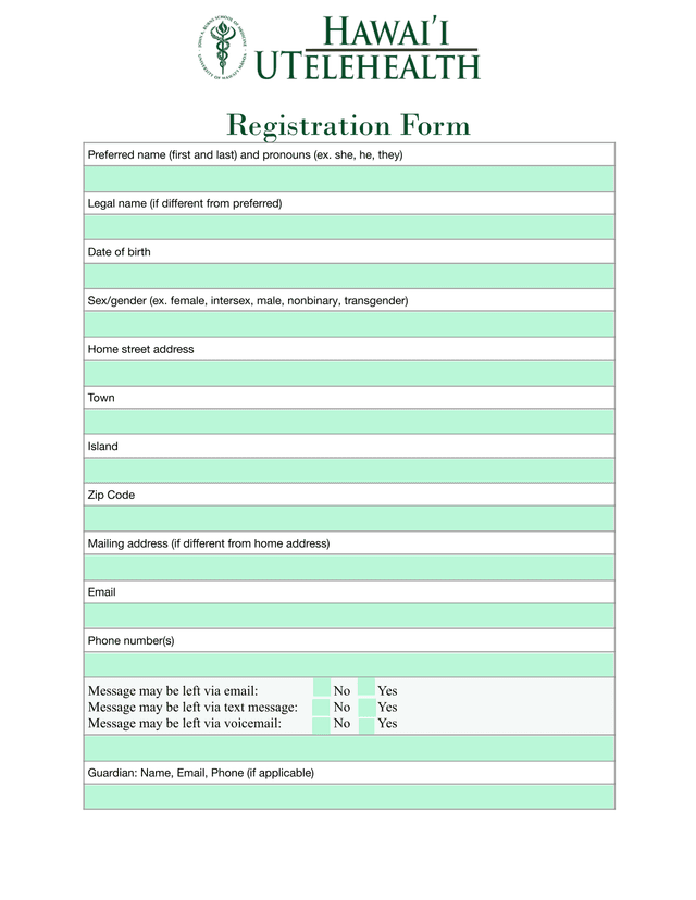 Registration Form screenshot