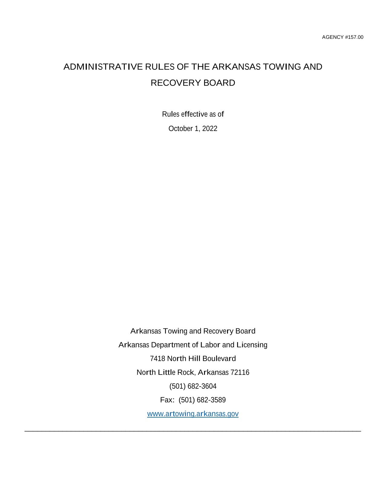 Administrative Rules Of The Arkansas Towing And Recovery Board screenshot