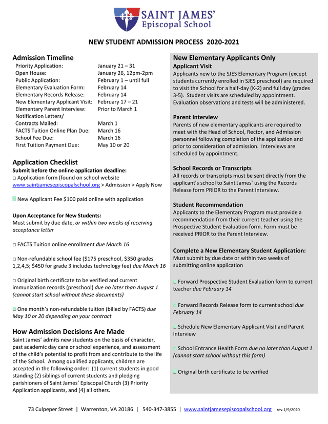 NEW STUDENT ADMISSION PROCESS 2020 2021 screenshot