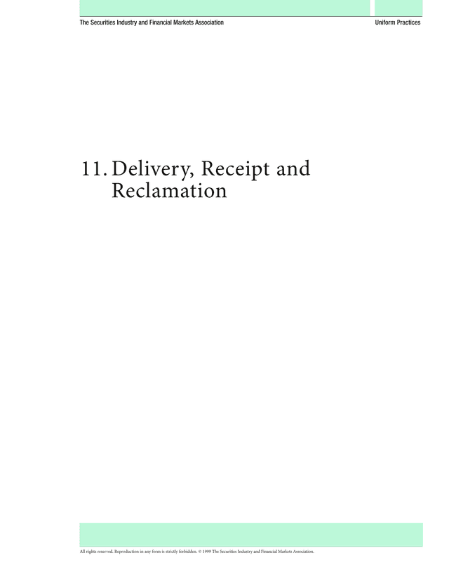 Securities Industry And Financial Markets Association Uniform Practices   Chapter 11 Delivery, Recei screenshot