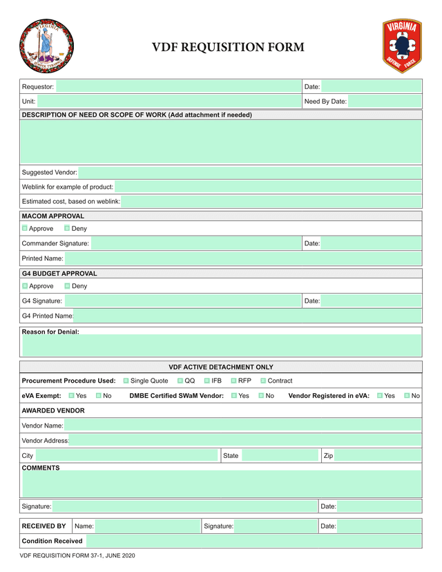 VDF REQUISITION FORM 37 1 screenshot