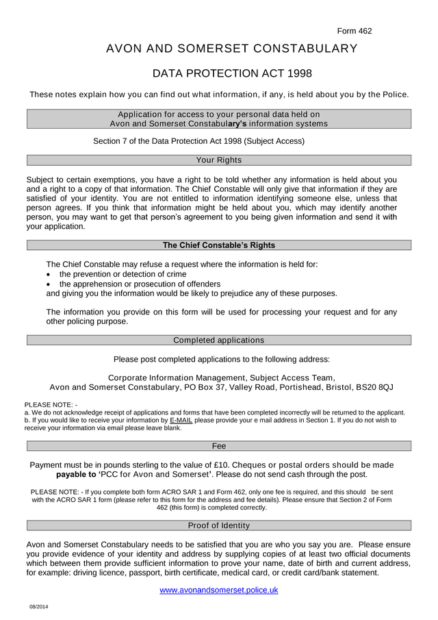 Form 462 screenshot