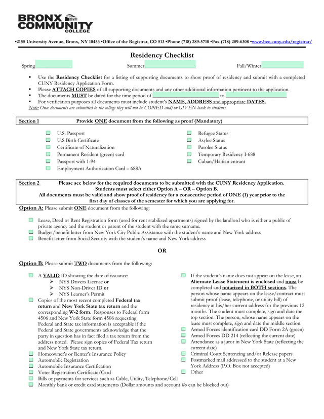 Residency Checklist screenshot