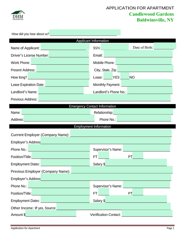 APPLICATION FOR APARTMENT screenshot