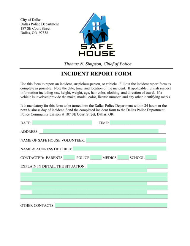 Incident Report Form screenshot