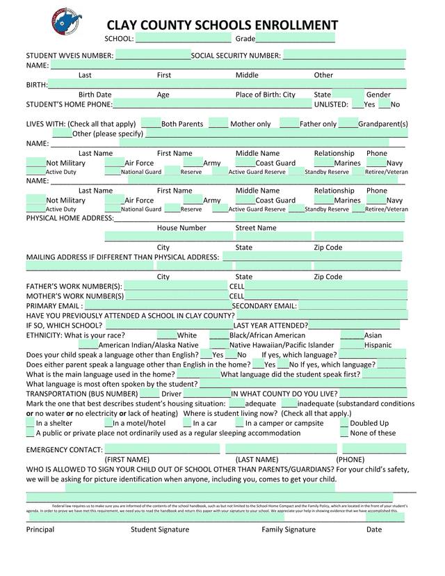 Clay County Schools Enrollment screenshot