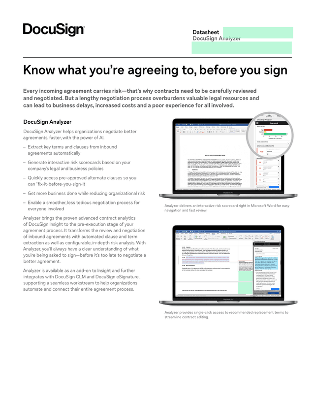 DocuSign Analyzer Datasheet screenshot