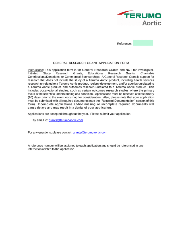 GENERAL RESEARCH GRANT APPLICATION FORM screenshot